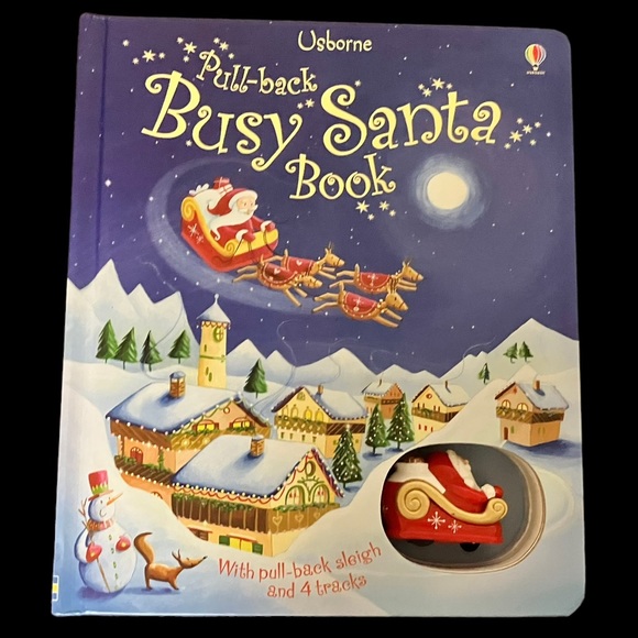 Usborne Pull-Back Busy Santa Book with Sleigh Cart Like New, used once - Picture 1 of 17